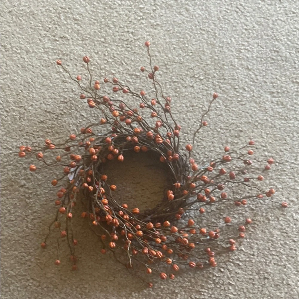 Faux Floral Orange and Brown Accent Wreath